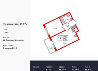 Продается 1-комнатная квартира, 33.7 м2, Санкт-Петербург, ЖК Солнечный Город. Резиденции, жилой комплекс Солнечный Город, 10
