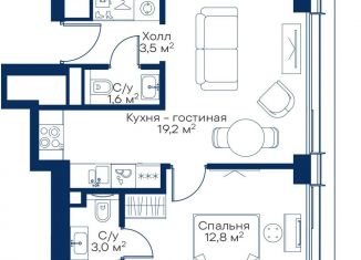 Продам однокомнатную квартиру, 40.1 м2, Москва, квартал Атлантик, Б1