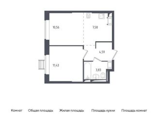 1-ком. квартира на продажу, 38 м2, Московская область, жилой комплекс Томилино Парк, к5.1