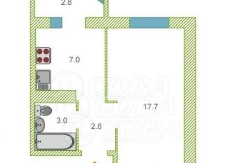 1-ком. квартира на продажу, 30.4 м2, Тюмень, улица Алексея Леонова, 36, ЖК Тура-2