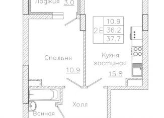 Продается однокомнатная квартира, 37.8 м2, Воронеж