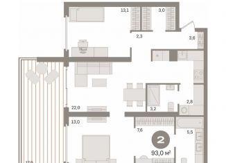 Продается 2-ком. квартира, 93 м2, Тюмень, жилой комплекс Европейский квартал, 10, ЖК Европейский квартал