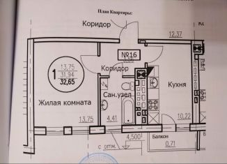 Продам 1-комнатную квартиру, 32.4 м2, Гурьевск, Рижский бульвар, 6, ЖК Новая Резиденция