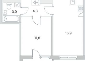 Продам 1-комнатную квартиру, 39.8 м2, посёлок Шушары, улица Нины Петровой, 8к1