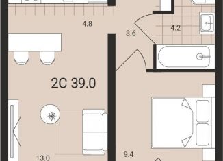 Квартира на продажу студия, 39 м2, Обь, Геодезическая улица, 6Вк2