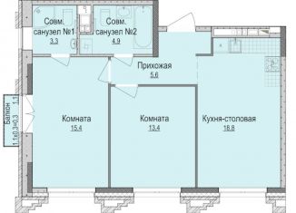 Продаю 2-комнатную квартиру, 62.6 м2, Ижевск, Индустриальный район