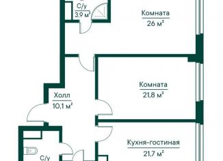 Продажа двухкомнатной квартиры, 92.9 м2, Самара, метро Российская