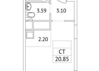Продажа квартиры студии, 21 м2, рабочий посёлок Томилино, микрорайон Птицефабрика, 35к2, ЖК Новотомилино