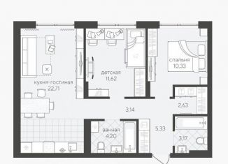 Продажа 3-ком. квартиры, 63.1 м2, Тюмень, ЖК Скандиа Квартал у Озера