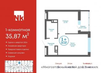 Продаю 1-комнатную квартиру, 35.9 м2, деревня Патрушева, ЖК Никольский