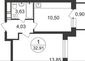 1-комнатная квартира на продажу, 32.9 м2, Люберцы, жилой комплекс Люберцы 2020, к66, ЖК Люберцы 2020