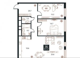 Продается трехкомнатная квартира, 90.2 м2, Москва, Аминьевское шоссе, 6