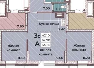 Продаю 3-комнатную квартиру, 64.8 м2, Новосибирск, ЖК Ленинград, Ленинградская улица, 106