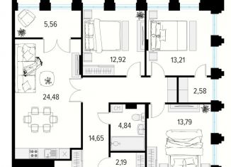 Продается трехкомнатная квартира, 91.4 м2, Рязанская область