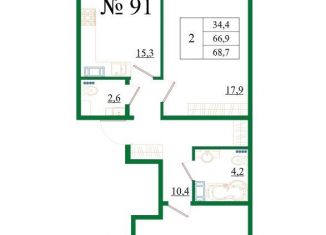Продажа 2-комнатной квартиры, 68.7 м2, Гатчина, Медицинский проезд