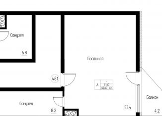 Продам 1-комнатную квартиру, 65.8 м2, Калининградская область
