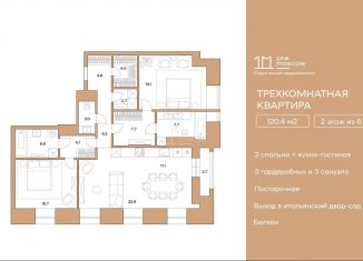 2-комнатная квартира на продажу, 120.4 м2, Москва, Потаповский переулок, 5с4, метро Сретенский бульвар