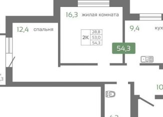 Продам 2-комнатную квартиру, 54.3 м2, Красноярск, Октябрьский район, Норильская улица, с2