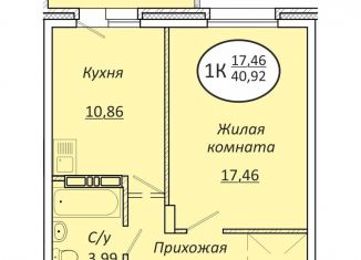 Продам 1-комнатную квартиру, 40.9 м2, Новосибирск