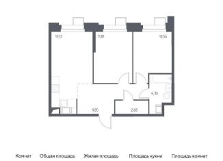 Продаю 2-комнатную квартиру, 56.4 м2, поселение Мосрентген, многофункциональный комплекс Тропарево Парк, к2.3