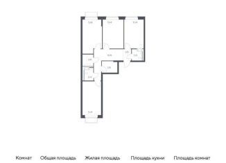 3-ком. квартира на продажу, 77.8 м2, Московская область, жилой комплекс Томилино Парк, к6.1