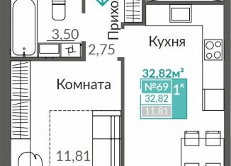 Продам 1-ком. квартиру, 32.8 м2, Крым