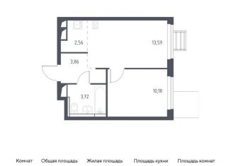 Продается однокомнатная квартира, 33.9 м2, деревня Мисайлово, микрорайон Пригород Лесное, к6