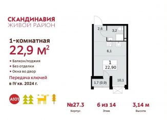 Квартира на продажу студия, 22.9 м2, поселение Сосенское