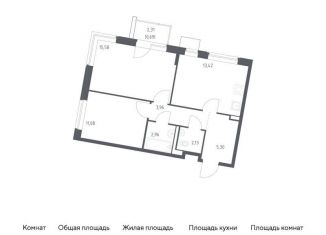 Продам двухкомнатную квартиру, 55.1 м2, Москва, жилой комплекс Квартал Западный, 6