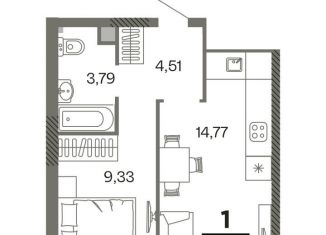1-комнатная квартира на продажу, 32.4 м2, Рязань