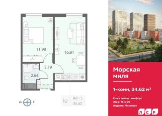 Продам однокомнатную квартиру, 34.6 м2, Санкт-Петербург, метро Ленинский проспект
