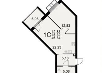 1-комнатная квартира на продажу, 46.8 м2, Тула, Центральный территориальный округ, Хлебная площадь