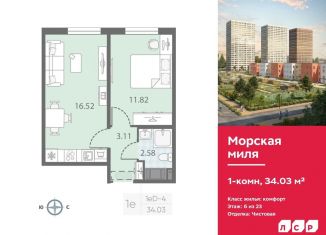 Продам однокомнатную квартиру, 34 м2, Санкт-Петербург, метро Проспект Ветеранов