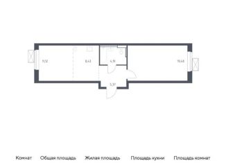 1-комнатная квартира на продажу, 48.6 м2, Московская область