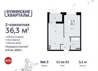 Двухкомнатная квартира на продажу, 36.3 м2, поселение Сосенское