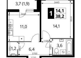 Продажа однокомнатной квартиры, 38.2 м2, Москва, станция Водники, Ленинградское шоссе, 228к4