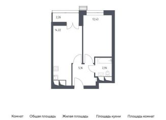 Однокомнатная квартира на продажу, 37 м2, деревня Раздоры, жилой комплекс Спутник, к18