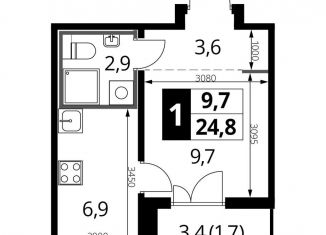 Продаю квартиру студию, 24.8 м2, Люберцы, ЖК 1-й Лермонтовский