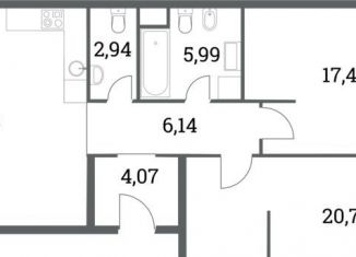 Продажа 3-комнатной квартиры, 86.4 м2, Москва, ЖК Хедлайнер