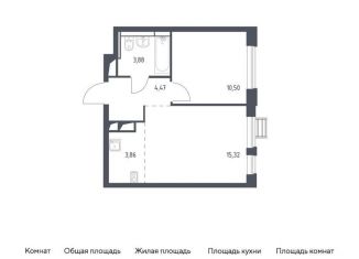 Продается однокомнатная квартира, 38 м2, Московская область, жилой комплекс Прибрежный Парк, 9.2