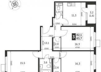 Продажа 3-комнатной квартиры, 83.5 м2, Люберцы, ЖК 1-й Лермонтовский, Рождественская улица, 4