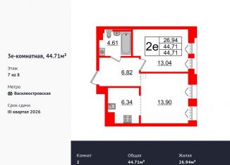 Продам 1-комнатную квартиру, 44.7 м2, Санкт-Петербург, муниципальный округ № 7, Масляный канал, 2