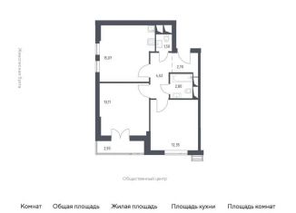 2-комнатная квартира на продажу, 55.1 м2, деревня Раздоры, жилой комплекс Спутник, к18, ЖК Спутник