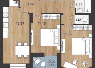 Продается 2-комнатная квартира, 56.8 м2, Калининград, Батальная улица, 104, ЖК Дом на Батальной