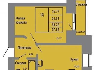 1-комнатная квартира на продажу, 36.2 м2, Йошкар-Ола