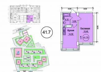 Продаю 1-ком. квартиру, 41.7 м2, Махачкала, улица Титова, 144к3, ЖК Родные Просторы