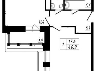 Продаю однокомнатную квартиру, 40.9 м2, деревня Сабурово, Рождественская улица, ЖК Митино О2