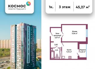Продажа 1-комнатной квартиры, 45.3 м2, Обнинск