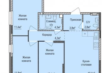 Продажа трехкомнатной квартиры, 67.9 м2, Ижевск, ЖК Покровский