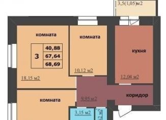 Продам 3-комнатную квартиру, 68.7 м2, Ярославль, Дзержинский район